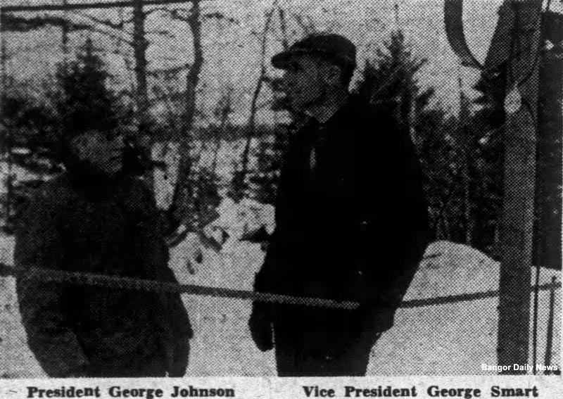 George Johnson and George Smart at the rope tow (circa 1950)