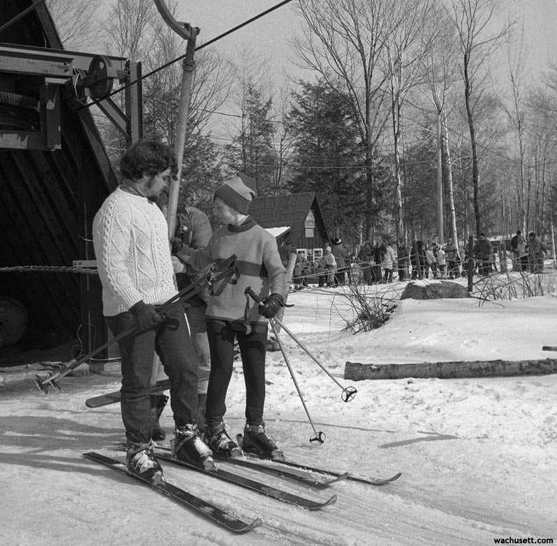 Loading a T-Bar circa the 1960s