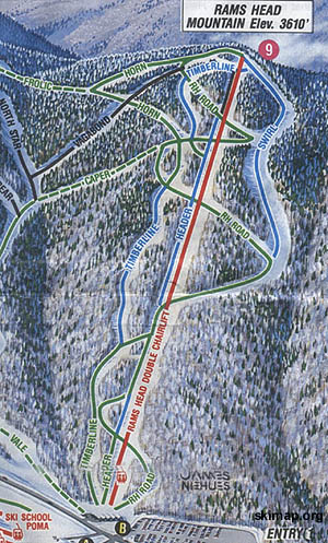 Ram's Head as seen on the 1990 Killington trail map