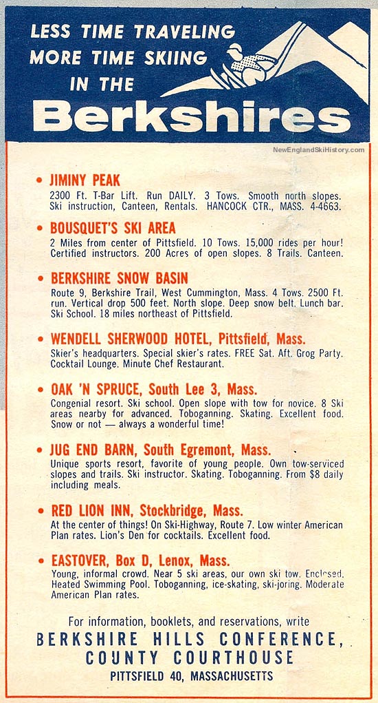 Berkshire Snow Basin ad in the 1955-56 Eastern Ski Map