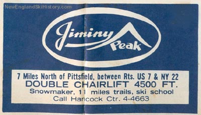 Jiminy Peak ad in the 1966-67 Eastern Ski Map