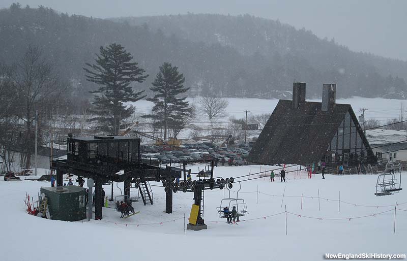 The triple chairlift and base lodge (2015)