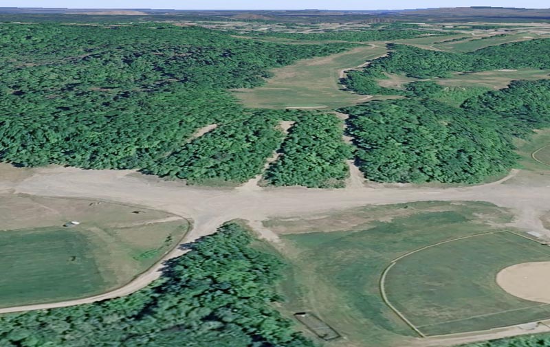 A Google Earth rendering of the area before reclamation