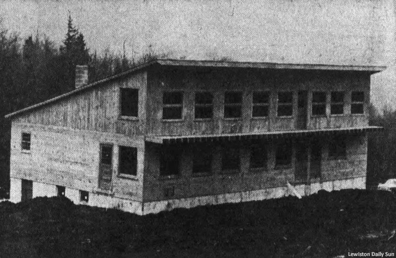 Construction of the original base lodge circa December 1959