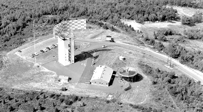 The radar station (left) and ski area (right) in the late 1950s or early 1960s
