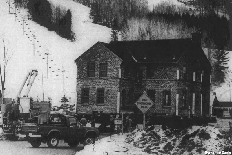 Relocation of the Bousquet house for the construction of Dan Fox Drive (January 1988)