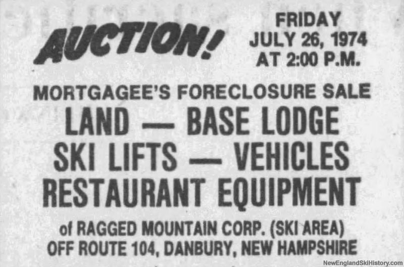 1974 Ragged Mountain auction advertisement