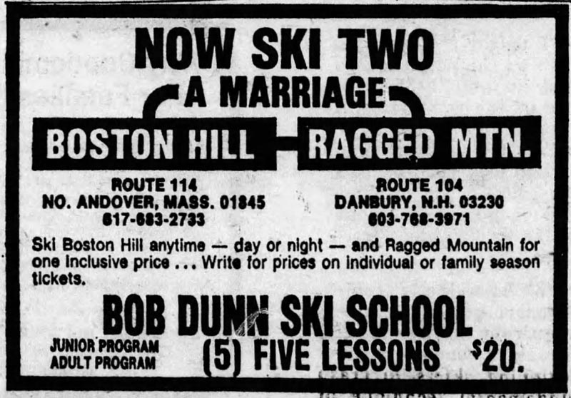 1974 Boston Hill-Ragged Mountain advertisement