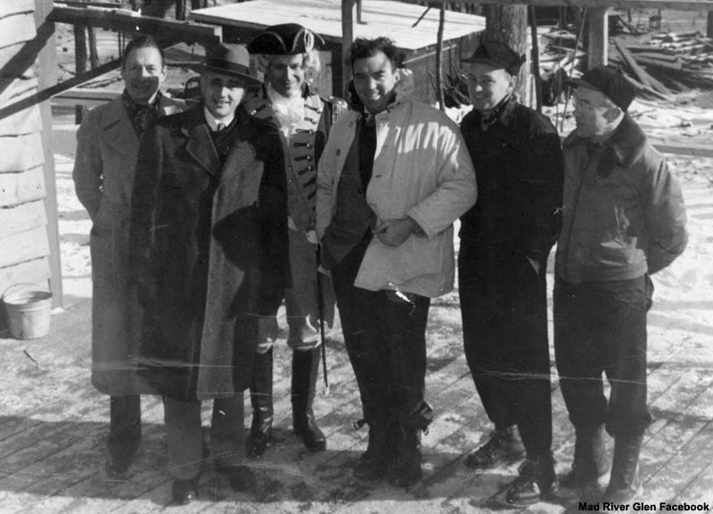 The Single Chair dedication (left to right, Roland Palmedo, Governor Ernest Gibson, Sandy McIlaine (General Stark), Howard Moody, J. Negley Cook, Charlie Lord