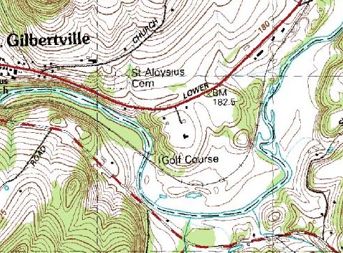 1991 USGS topographic map of Dunroamin Country Club