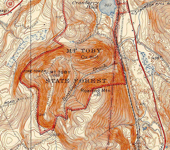 1945 USGS topographic map of Mt. Toby
