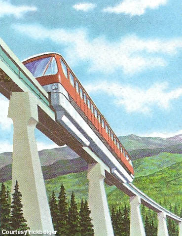 An undated rendering of the proposed Mt. Agassiz monorail