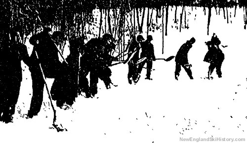 A CCC crew packing a trail in 1936
