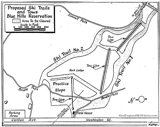 A redevelopment map of the new Blue Hills ski area (1949)