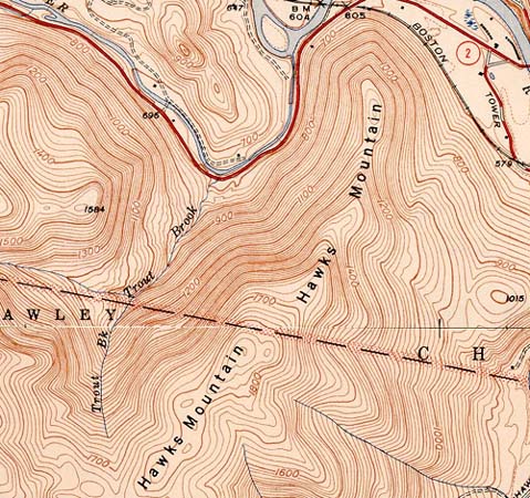 1948 USGS map of Hawks Mountain