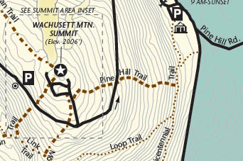The Massachusetts DCR map showing the Pine Hill Trail