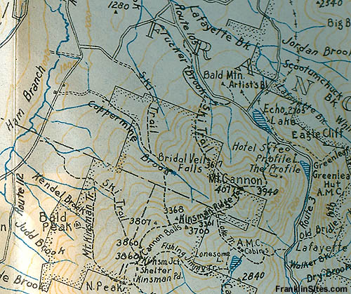 1934 AMC map of Cannon Mountain