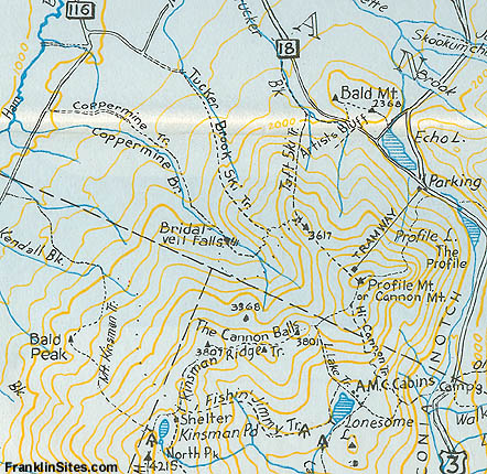 1960 AMC map of Cannon Mountain