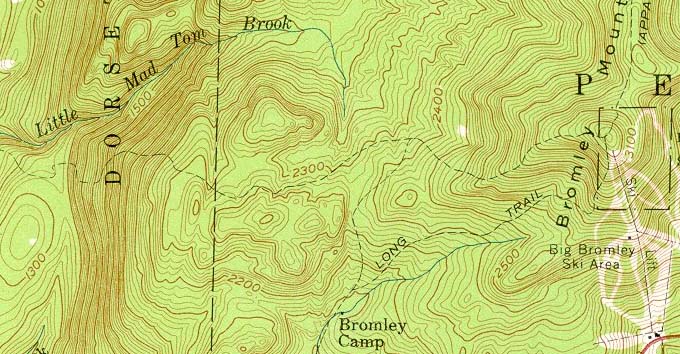 The Bromley Run on the 1957 USGS topographic map