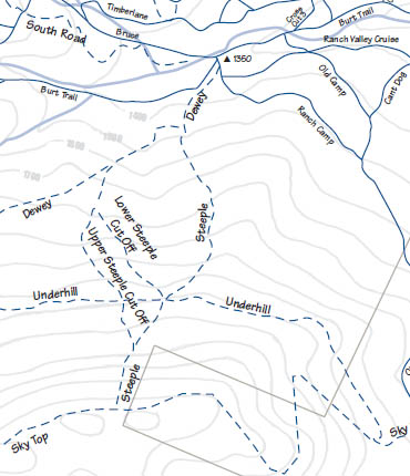 The Steeple Trail on the 2009 Stowe nordic trail map