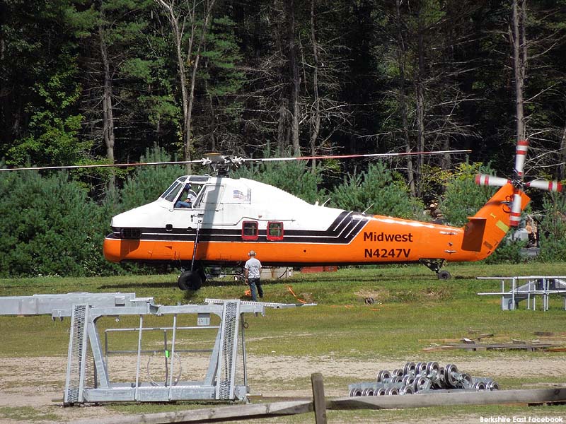 Helicopter installation of the Summit Quad (August 28, 2014)