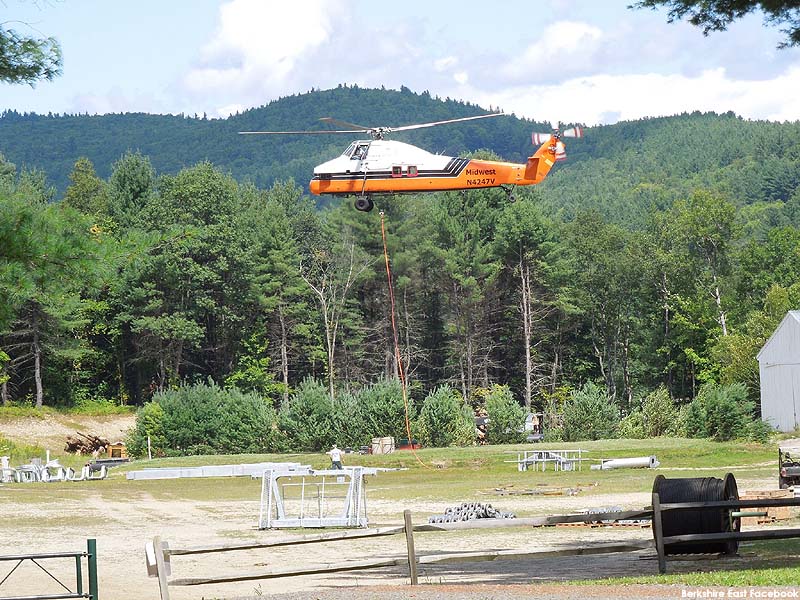 Helicopter installation of the Summit Quad (August 28, 2014)