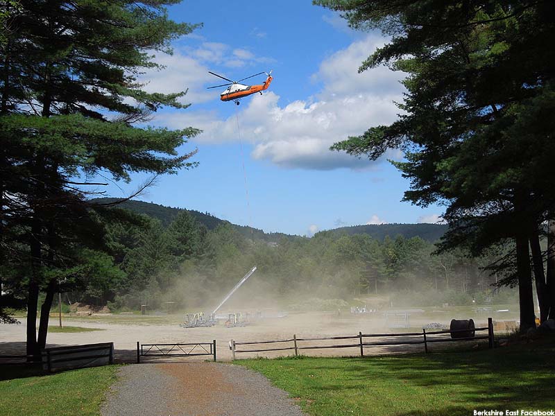 Helicopter installation of the Summit Quad (August 28, 2014)