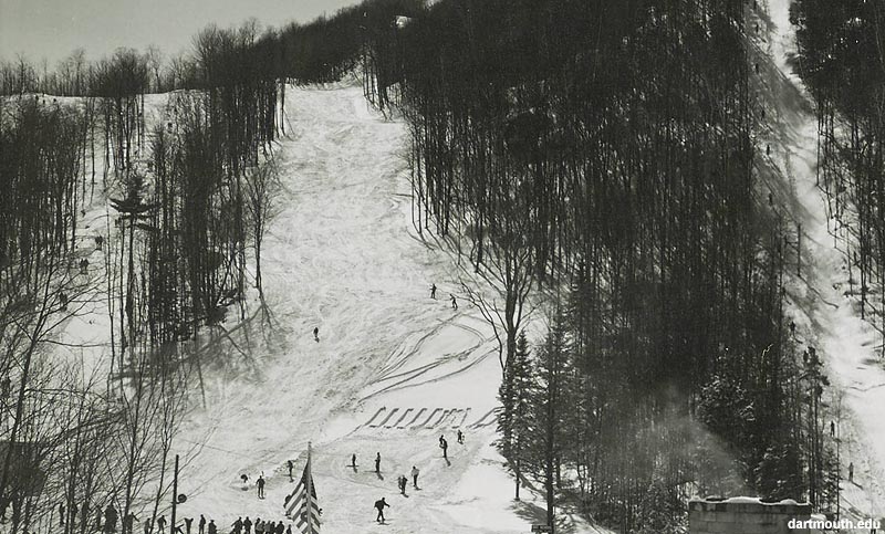 The lift line (left) circa the 1960s