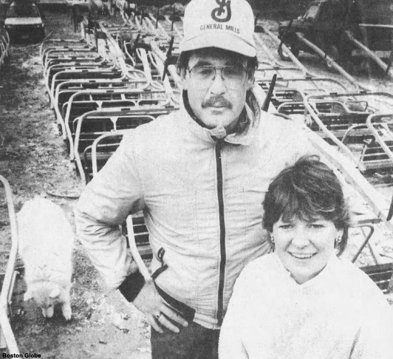 Bob Elliott Jr. and Diane Elliott Moreau during installation (1987)