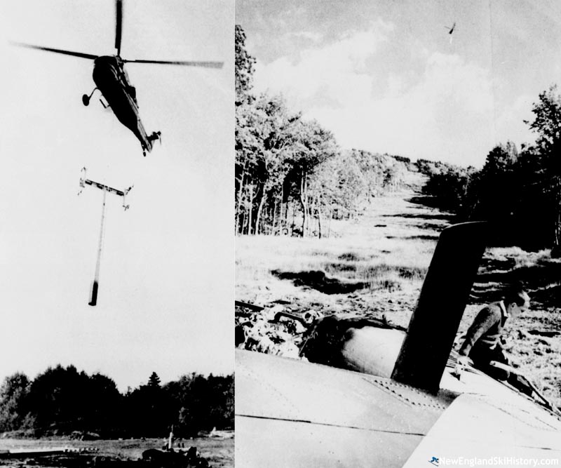 Tower installation with helicopter wreckage (right foreground) (September 1962)