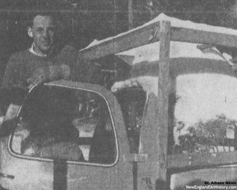 Damon Gadd and a newly arrived cabin (1958)