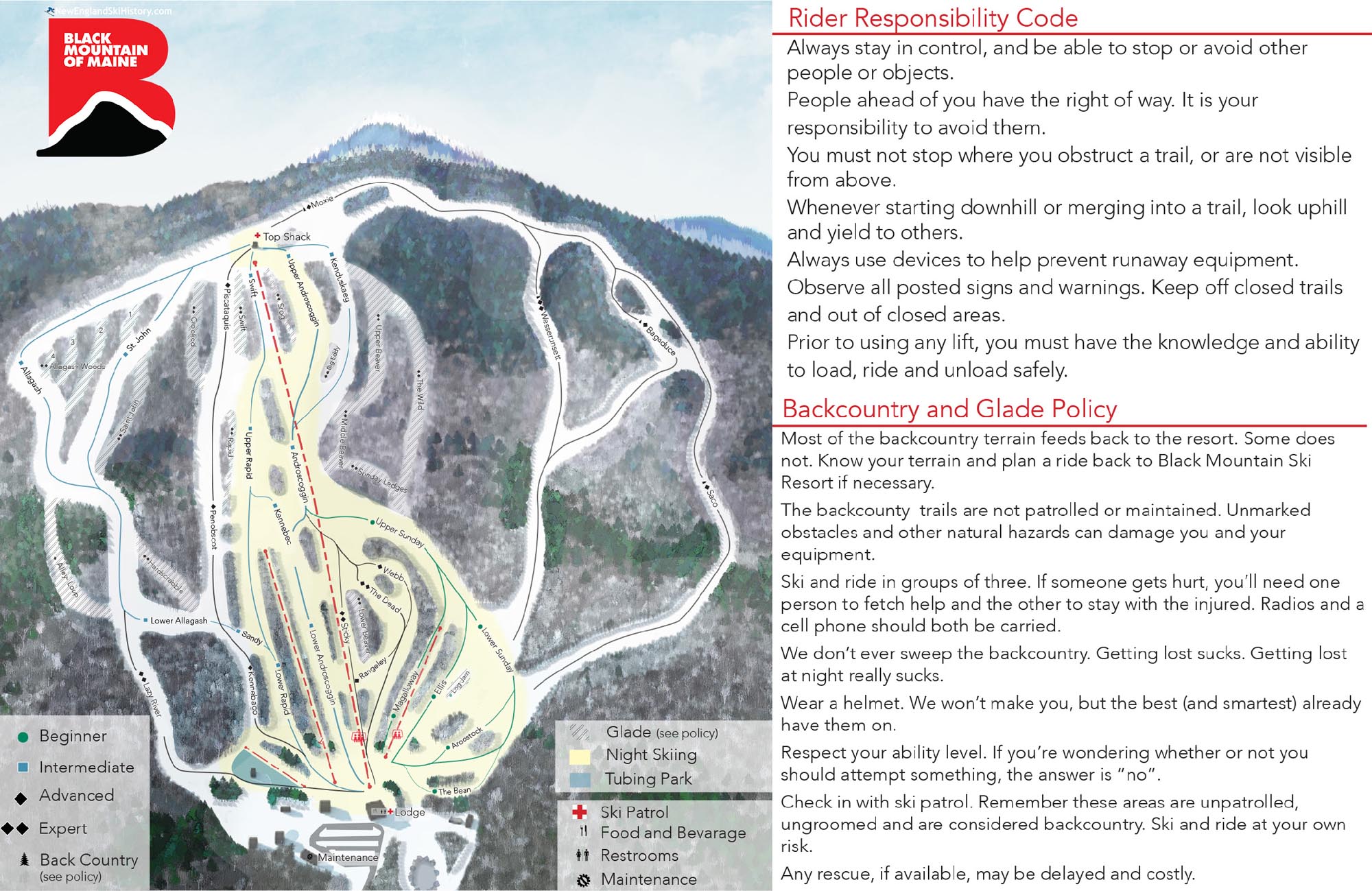 2018-19 Black Mountain Trail Map