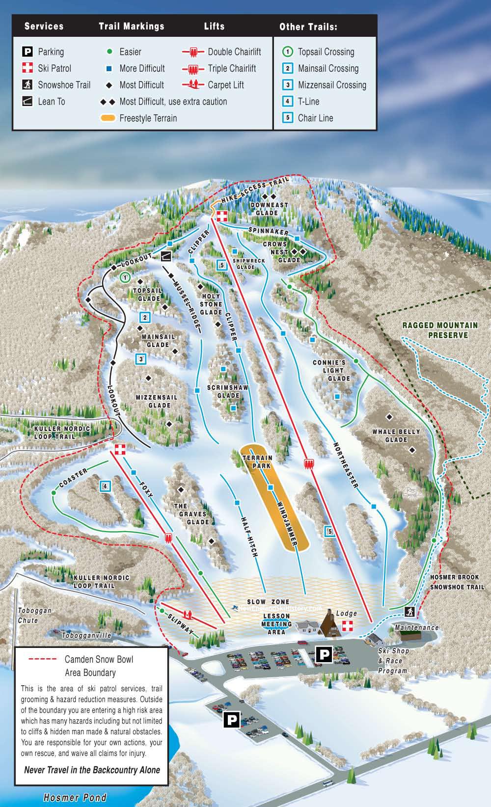 2016-17 Camden Snow Bowl Trail Map