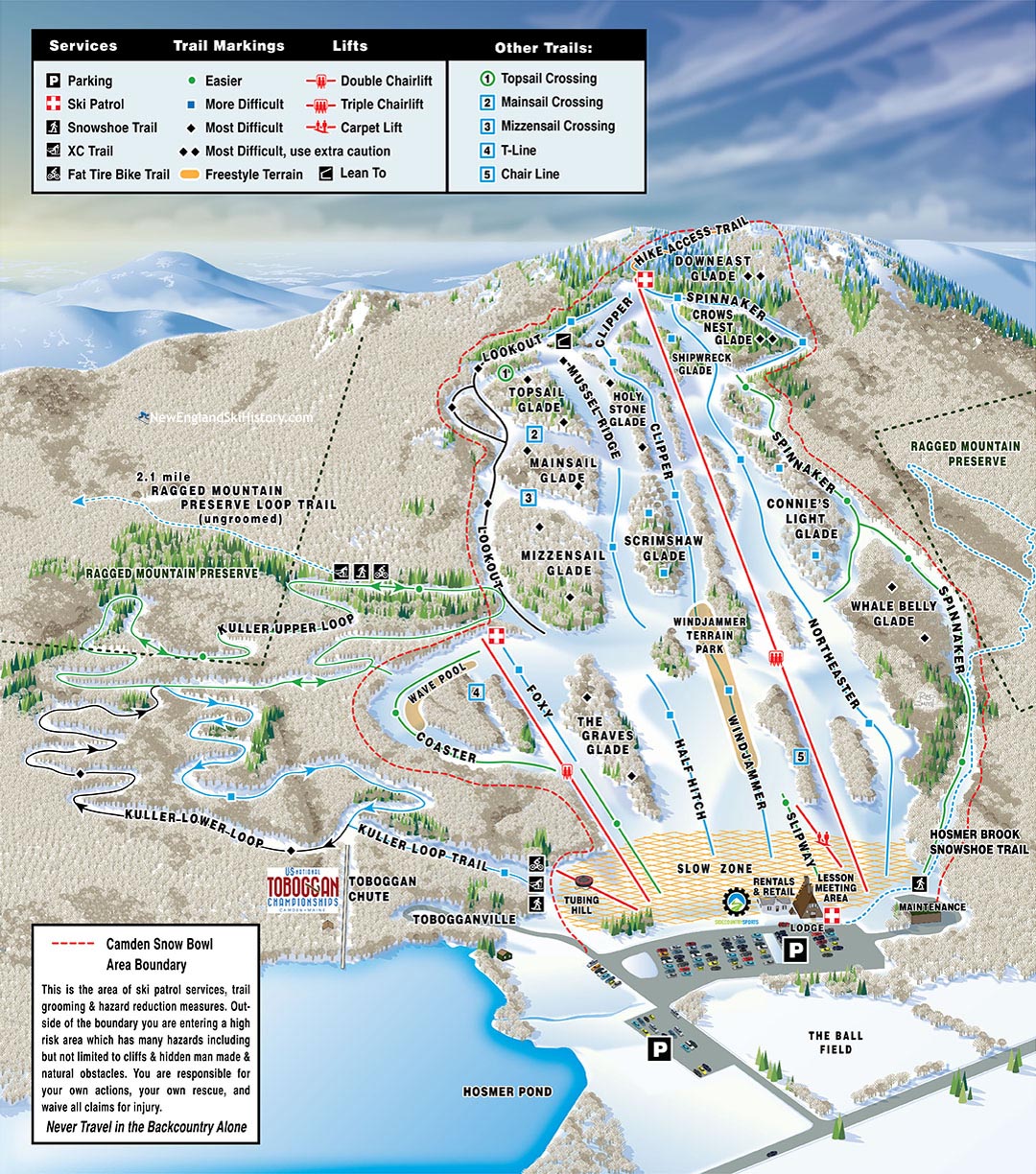 2023-24 Camden Snow Bowl Trail Map