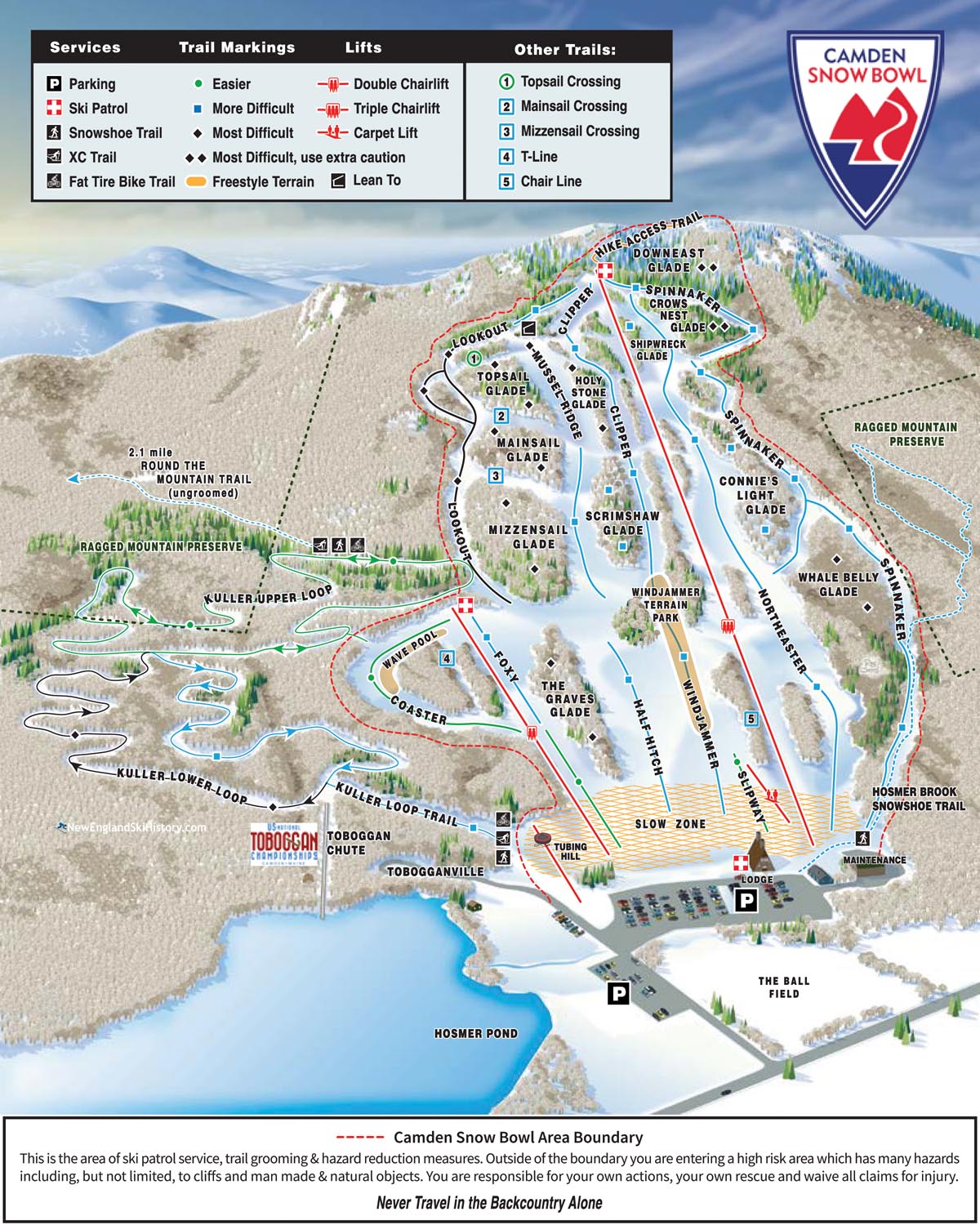 2025-26 Camden Snow Bowl Trail Map