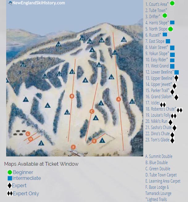 Bousquet Mountain Trail Map 2018-19 Bousquet Mountain Trail Map - New England Ski Map Database -  Newenglandskihistory.com
