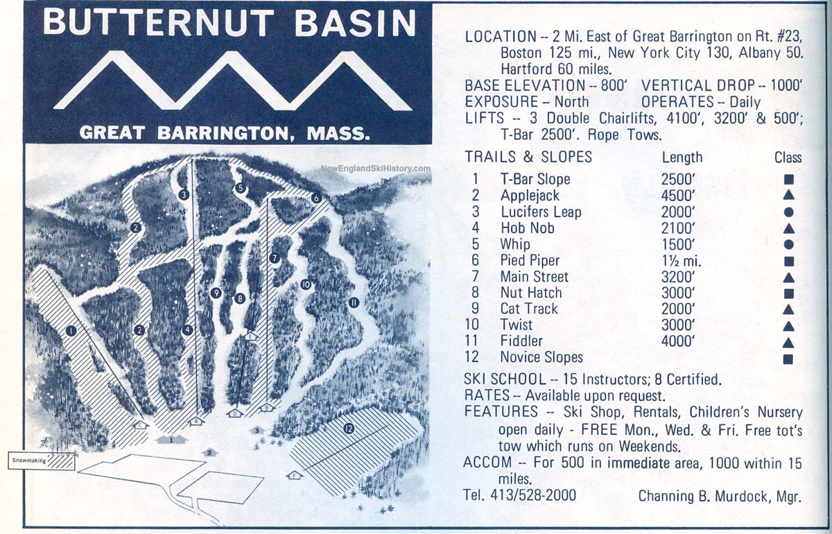 1969-70 Butternut Basin trail map - New England Ski Map Database ...