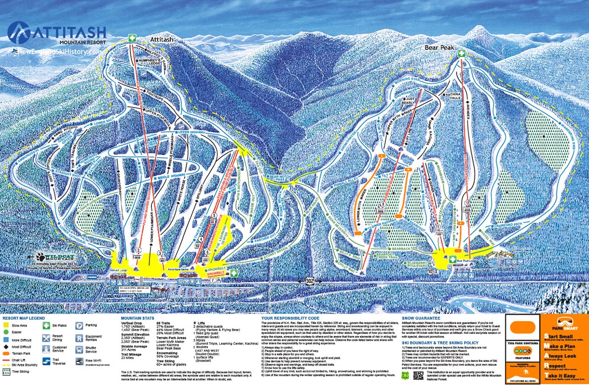 2020-21 Attitash Trail Map