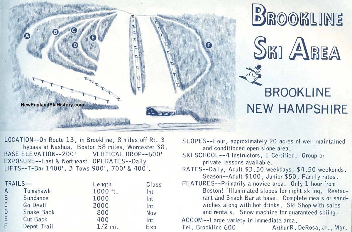 1964-65 Brookline Ski Area Trail Map - New England Ski Map Database ...