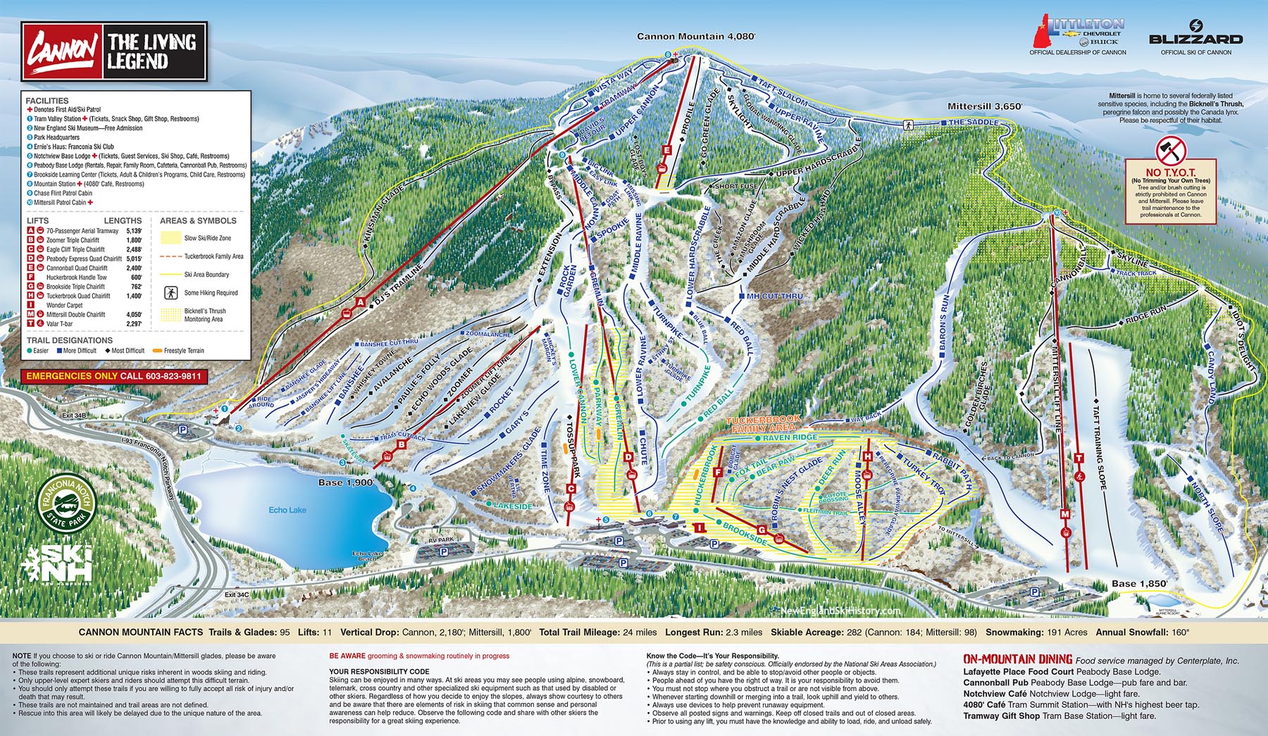 2016-17 Cannon Mountain Trail Map