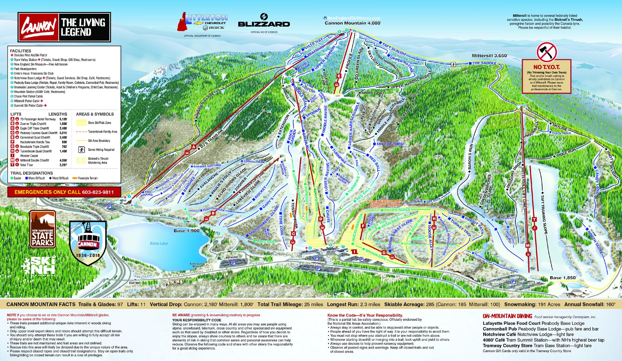 2018-19 Cannon Mountain Trail Map