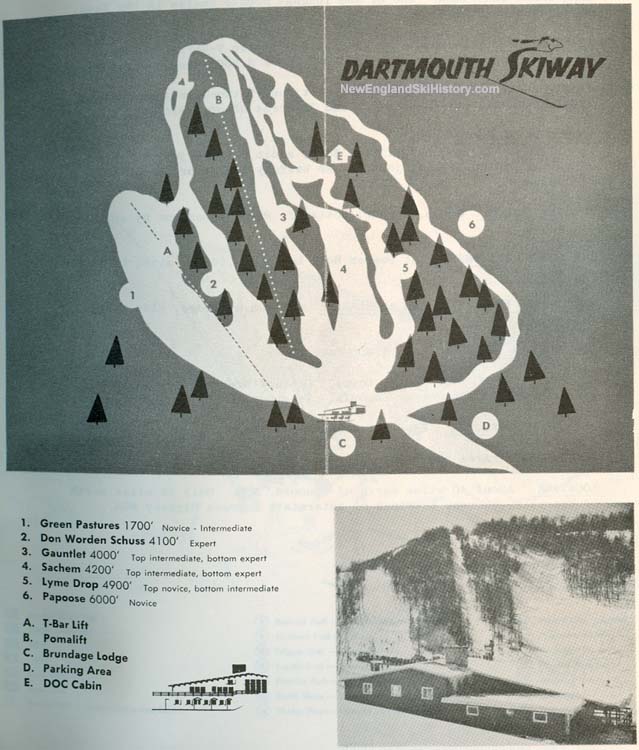 1962-63 Dartmouth Skiway Trail Map - New England Ski Map Database ...