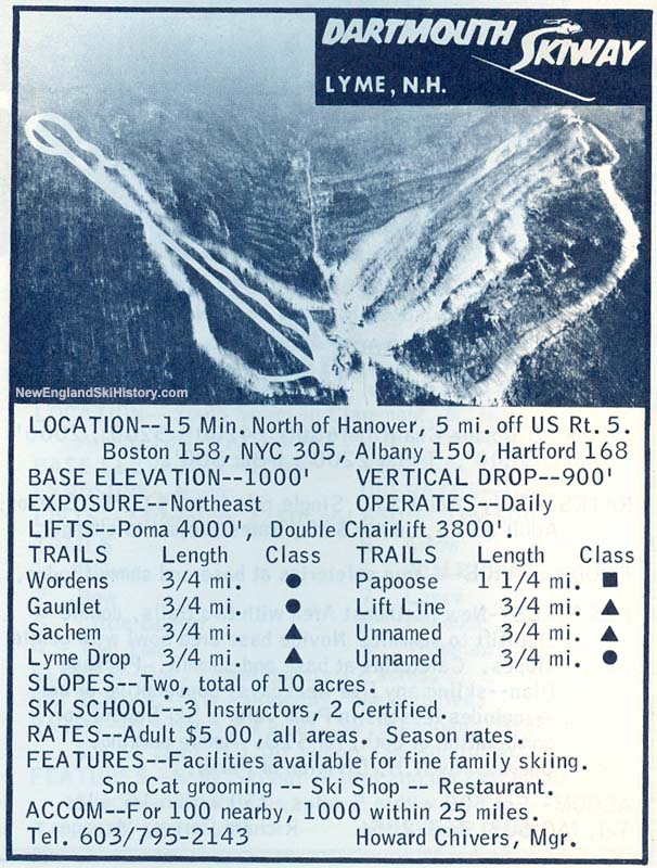 1967-68 Dartmouth Skiway Trail Map - New England Ski Map Database ...