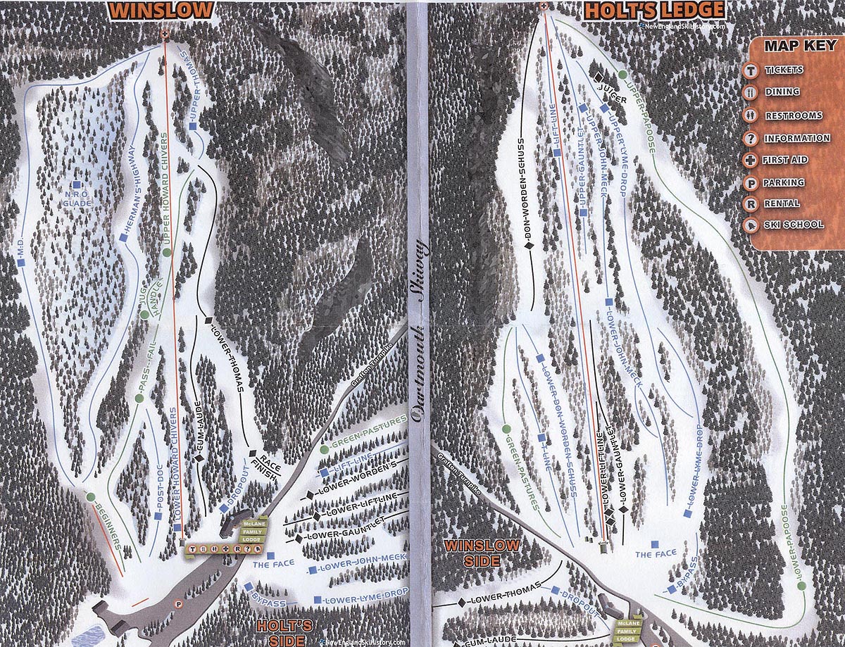 2018-19 Dartmouth Skiway Trail Map