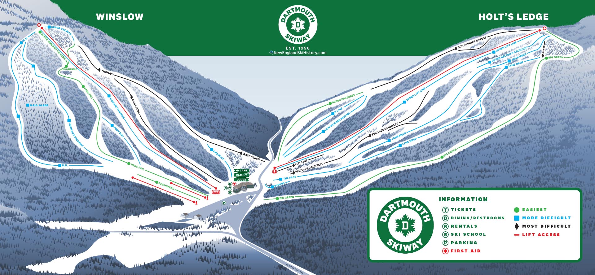 2023-24 Dartmouth Skiway Trail Map