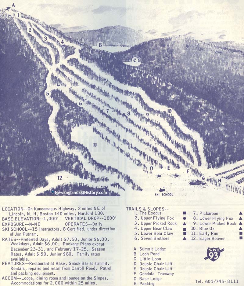 1968-69 Loon Mountain Trail Map - New England Ski Map Database ...