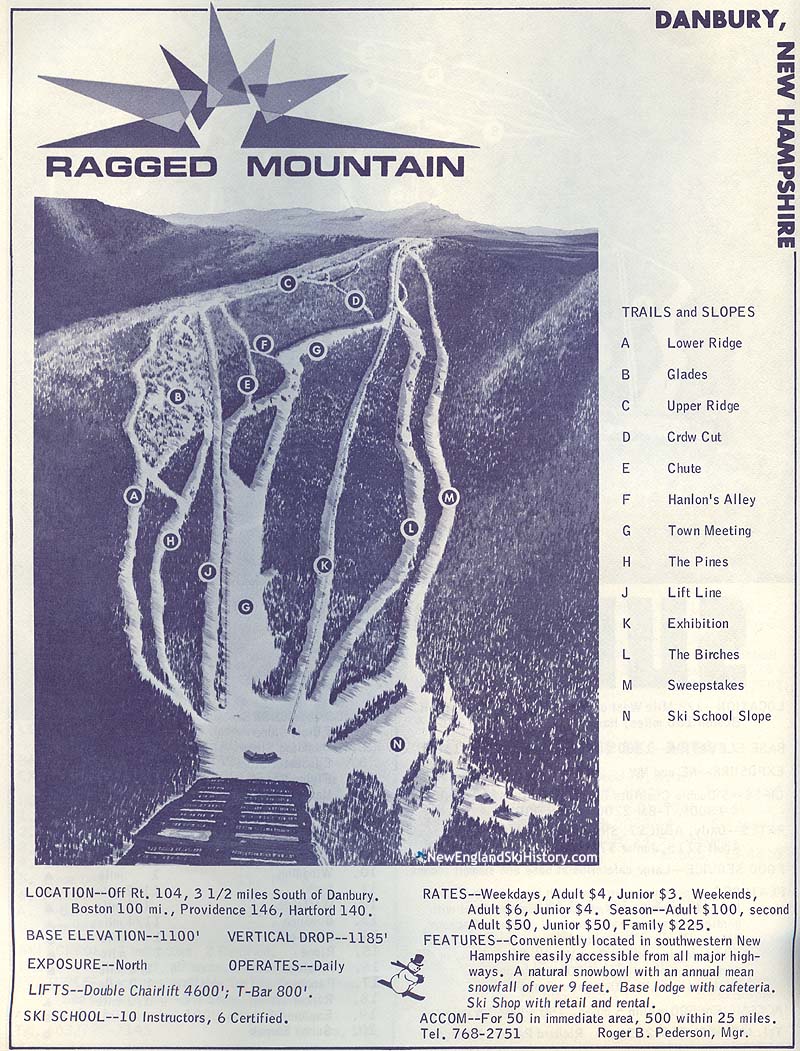 1968-69 Ragged Mountain Trail Map - New England Ski Map Database ...