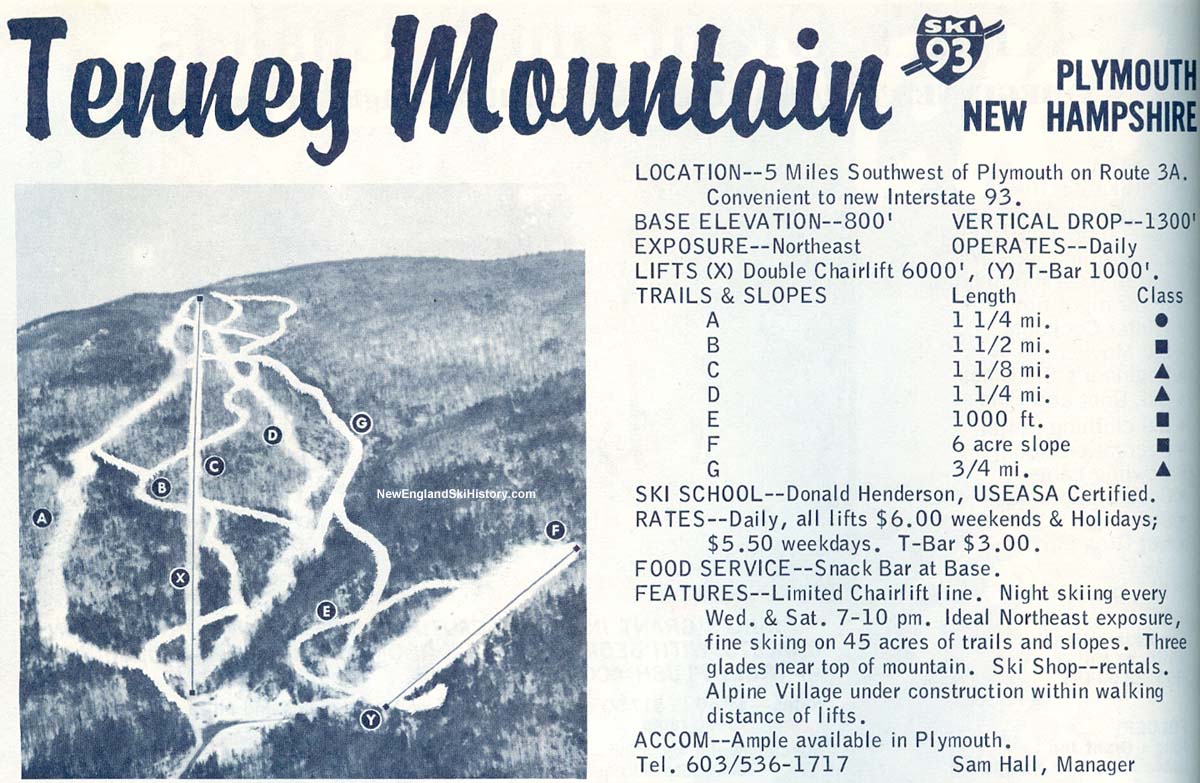 1967-68 Tenney Mountain Trail Map - New England Ski Map Database ...