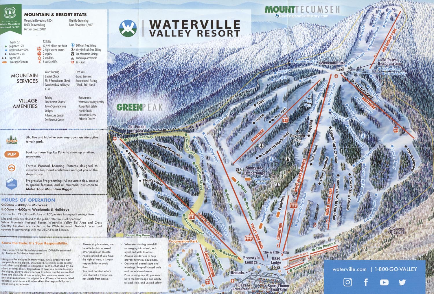 Waterville Valley Resort Trail Map - New Hampshire - SkiNewEngland.net