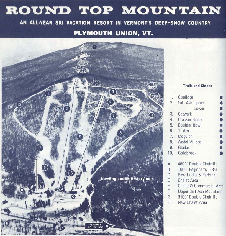 Ski Roundtop Trail Map 1970-71 Round Top Trail Map - New England Ski Map Database -  Newenglandskihistory.com